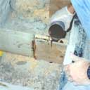Joist end repair - pouring epoxy resin